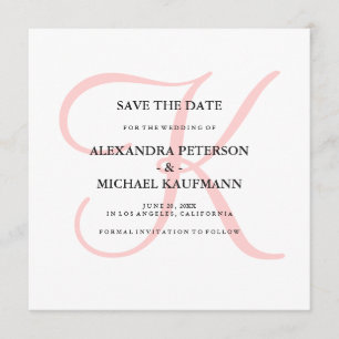 Save The Date Élégant Monogramme moderne en rose Enregistrer la 