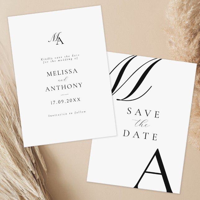 Save The Date Élégant Monogramme moderne minimaliste Mariage (Créateur téléchargé)