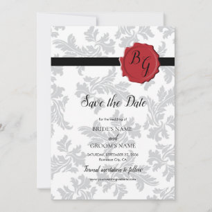 Save The Date Élégant Motif et Mariage de sceau de cire
