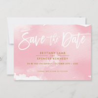 SAVE THE DATE elegant muted pink watercolor