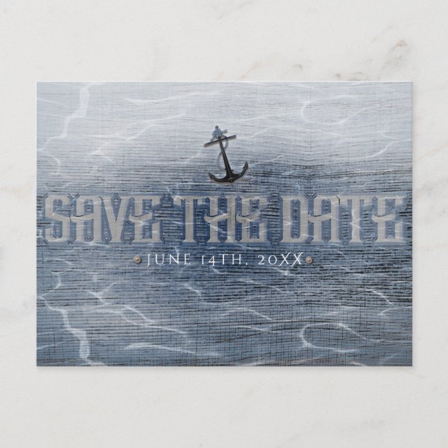 SAVE THE DATE Elegant Nautical Beach Engagement Postcard (Front)