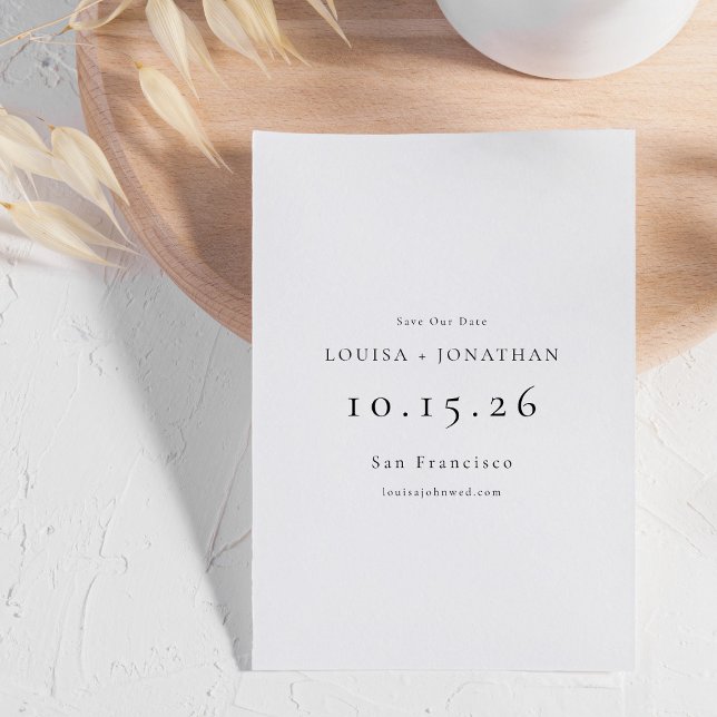 Save The Date Élégant noir blanc Formal minimaliste Mariage (Créateur téléchargé)