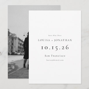 Save The Date Élégant noir blanc Formal simple Mariage photo