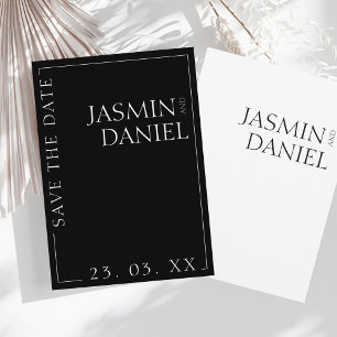 Save The Date Élégant noir blanc minimal Mariage de typographie