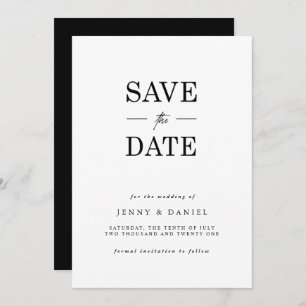 Save The Date Élégant noir et blanc