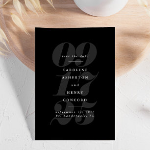 Save The Date Elégant noir et blanc tendance audace enregistrer