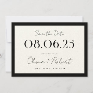 Save The Date Elegant noir et Mariage Ecru Chic