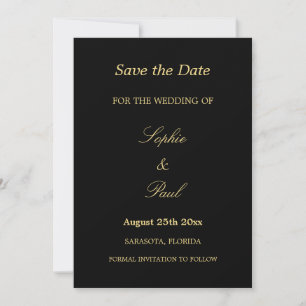 Save The Date Elégant Noir Golden Beige Mariage Enregistrer la d