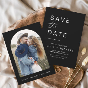 Save The Date Élégant noir, photo de sauvegarde de date minimali