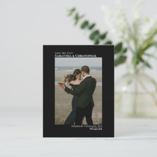 Save The Date Élégant noir photo verticale minimaliste Mariage