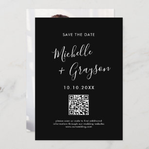 Save The Date Élégant Noir Simple Minimaliste moderne QR code