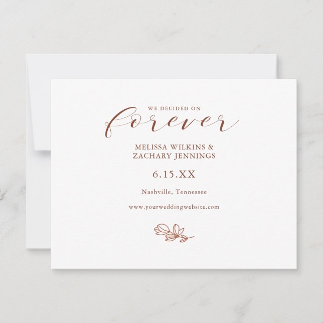 Save The Date Élégant Nous avons décidé sur Forever Enregistrer  (Devant)