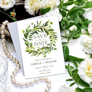 Save The Date Elégant Olive Boho Enregistrer la date Mariage Car