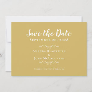 Save The Date Élégant Or Blanc Delicate Calligraphie romantique