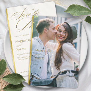 Save The Date Elégant or Blush Floral Script Mariage Photo