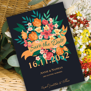 Save The Date Elégant orange et jaune floral Enregistrer la cart