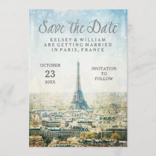 Save The Date Elégant Paris View Tour Eiffel Enregistrer la date