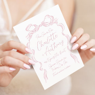Save The Date Elégant Pastel rose main tiré Bow