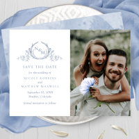 Élégant Photo Dusty Blue Monogram Mariage