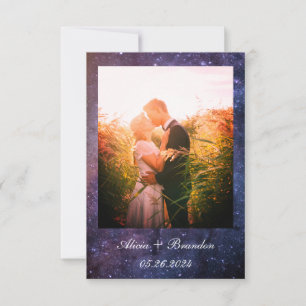 Save The Date Élégant Photo Galaxy Stars Céleste Texte Mariage