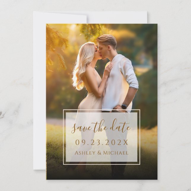 Save The Date Élégant Photo Script moderne Mariage transparent (Devant)