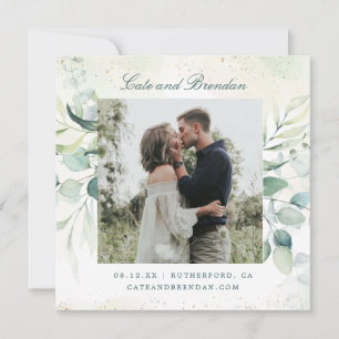 Save The Date Élégant Photo Verdure Eucalyptus Mariage