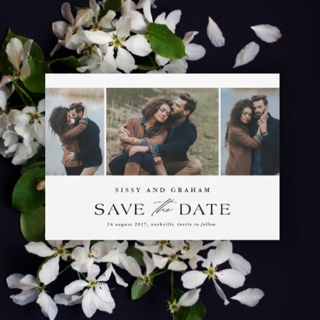 Save The Date Elégant QR Code 3 Mariage photo (Elegant QR Code 3 Photo Wedding Save the Date Card.)