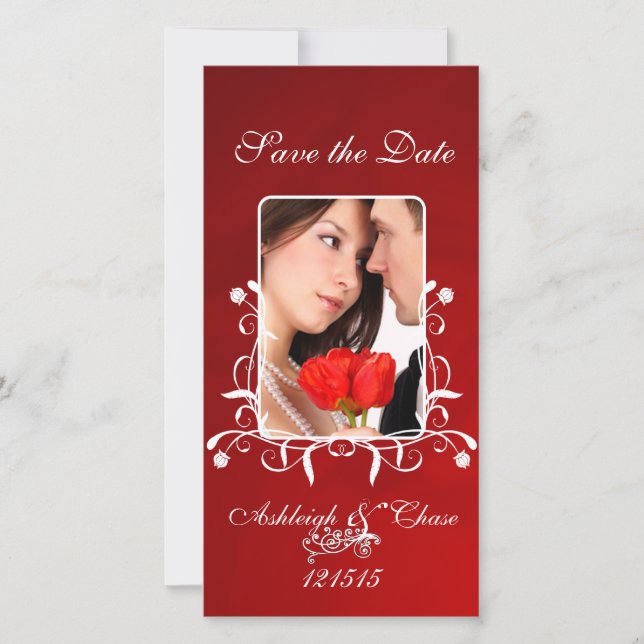Save The Date Elegant Red Satin Enregistrer la dateVotre photo (Devant)