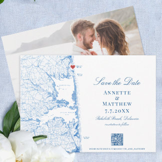 Save The Date Elégant Rehoboth Beach Map Mariage de marine