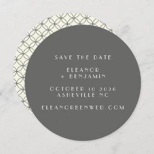 Save The Date Elégant Retro Black White Line Art Mariage Round