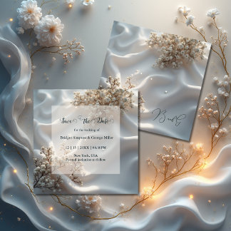 Save The Date Elegant romantic babys breath floral wedding