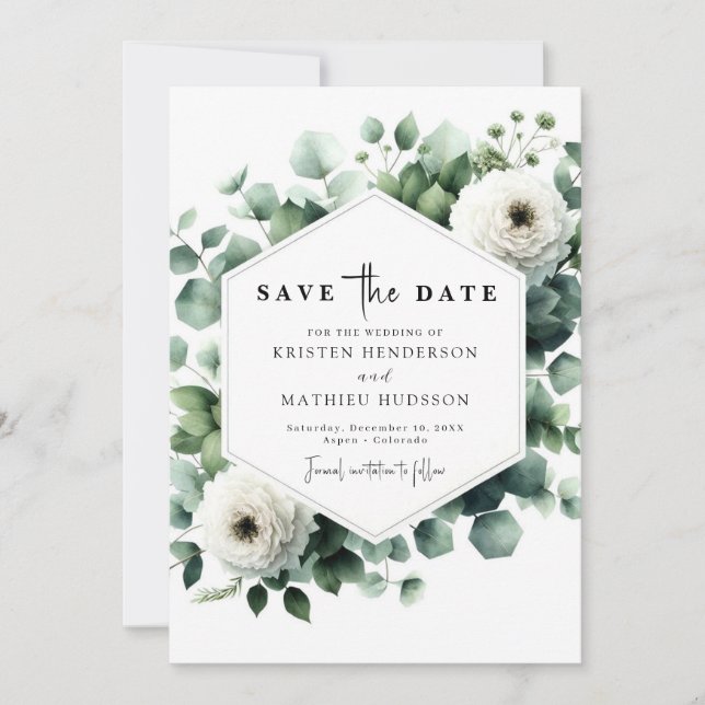 Save The Date Élégant romantique Eucalyptus Mariage numérique