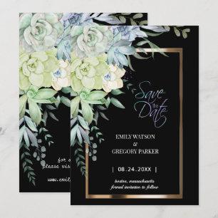 Save The Date Élégant Romantique Succulents Floral Or