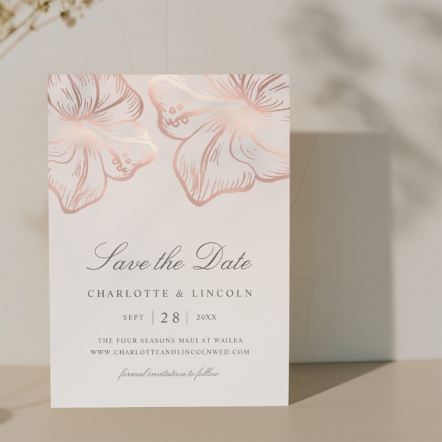 Save The Date Élégant Rose  Hibiscus Mariage à fleurs (Créateur téléchargé)
