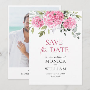 Save The Date Élégant rose Hydrangea Floral Mariage Photo