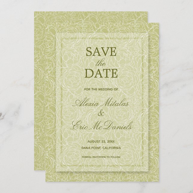 Save The Date Élégant Rose Moderne Mariage Floral (Devant / Derrière)