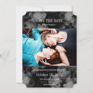 Save The Date Élégant Rose noir + blanc photo Enregistrer les da