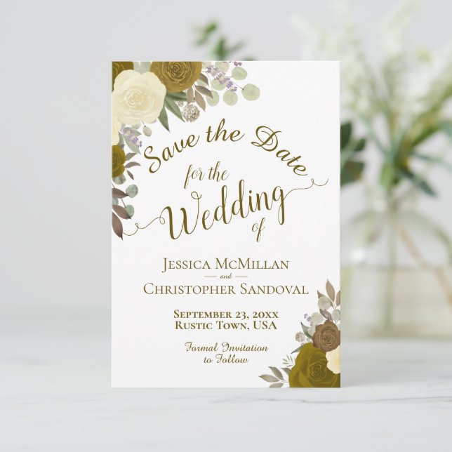 Save The Date Elégant Rose or Aquarelle Floral Boho Mariage (Debout devant)