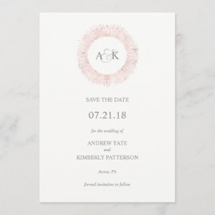 Save The Date Élégant rose or monogramme enregistrer la date