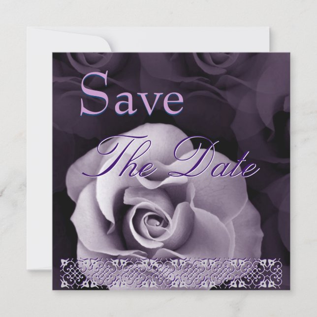 Save The Date Élégant Rose PURPLE Mariage Date de sauvegarde Inv (Devant)