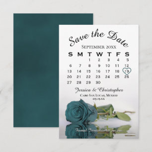 Save The Date Élégant Rose Turquoise Romantique Calendrier Maria