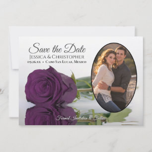 Save The Date Élégant Rose violet de prune avec Mariage photo ov