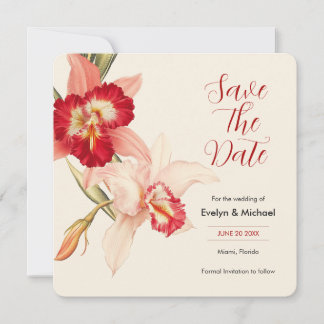 Save The Date Elégant Rouge Cattleya Orchidées Mariage Enregistr