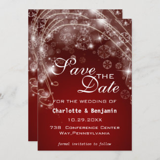 Save The Date Élégant Rouge Noël hiver Enregistrer la date
