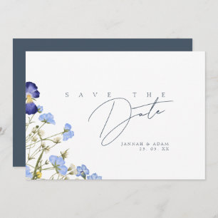 Save The Date Élégant Royal Blue Opulence Fleur sauvage Mariage