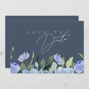 Save The Date Élégant Royal Blue Opulence Fleur sauvage Mariage