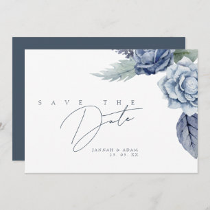 Save The Date Elégant Royal Blue Roses Floral Mariage