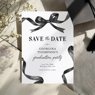 Save The Date Élégant Ruban à l'aquarelle noire pour la remise d