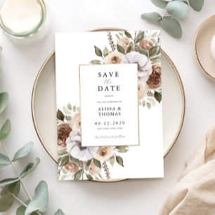 Save The Date Elégant Rustique Aquarelle Mariage Floral