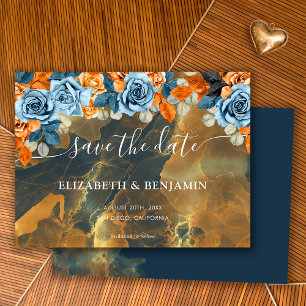 Save The Date Elégant Rustique Boho Gold Navy Et Mariage De Roui